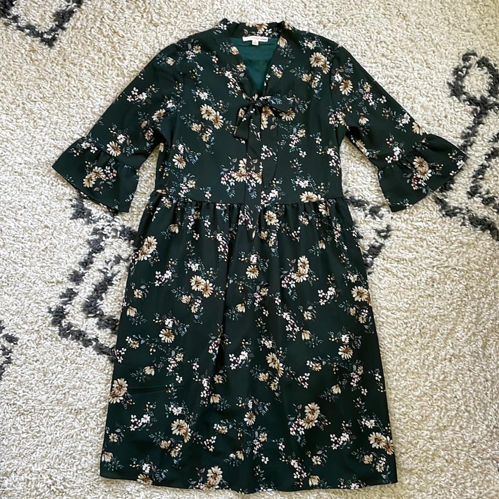 Orange creek green floral dress
